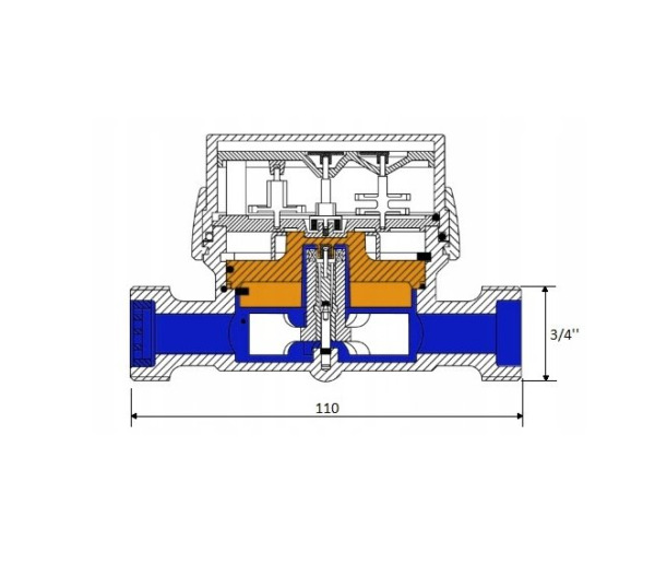 RYSUNEK TECHNICZNY WODOMIERZA APATOR POWOGAZ DN15